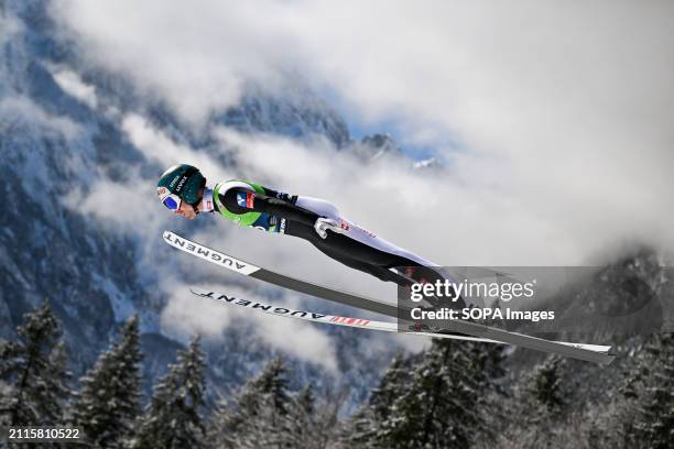 Johann Andre Forfang of Norway in action during the Men's Ski Flying Hill HS240 Team of the FIS Ski Jumping World Cup Final.