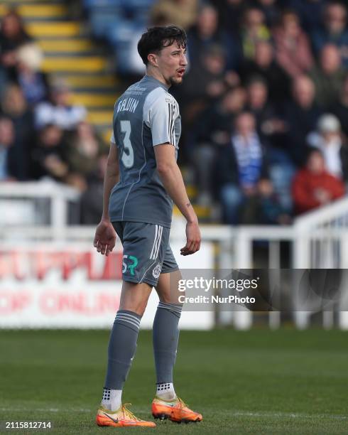 Ryan Galvin of FC Halifax Town is playing in the Vanarama National League match against Hartlepool United at Victoria Park in Hartlepool, on March...