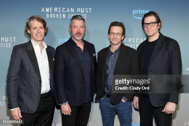 David Fortier, Ivan Schneeberg, Dan Futterman and Adam Rapp attend the New York screening of "American Rust: Broken Justice" at The Whitby Hotel on...
