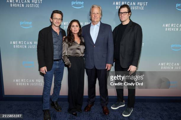 Dan Futterman, Maura Tierney, Jeff Daniels and Adam Rapp attend the New York screening of "American Rust: Broken Justice" at The Whitby Hotel on...