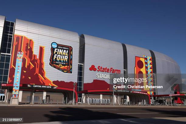 State Farm Stadium is shown ahead of the NCAA Men's Final Four Tournament on March 26, 2024 in Glendale, Arizona. The men's Final Four starts April 6.