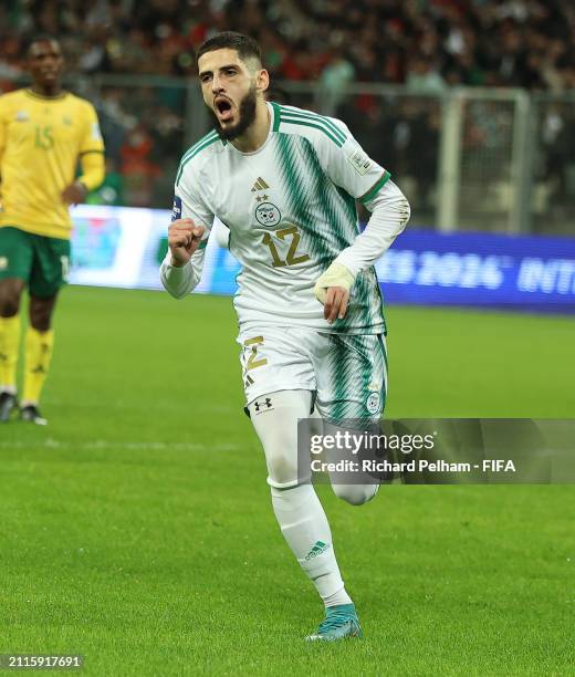 Yassine Benzia International Football from Algeria in celebration of his 1st goal during the FIFA Series 2024 Algeria match between Algeria and South...