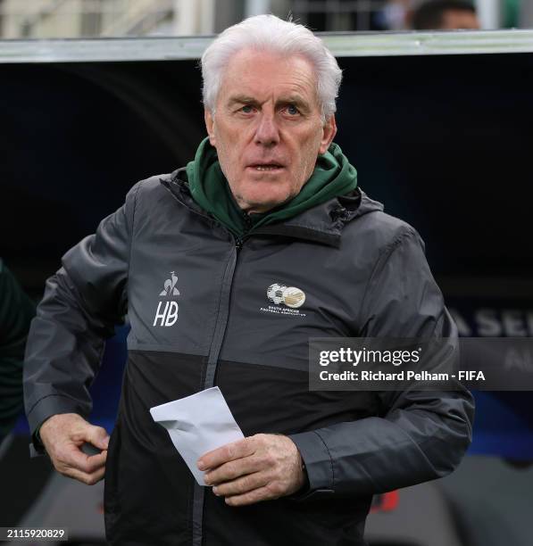 Hugo Broos South Africa International Football Coach during the FIFA Series 2024 Algeria match between Algeria and South Africa at Nelson Mandela...