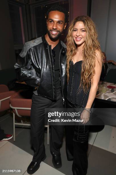 Lucien Laviscount and Shakira attend as Shakira performs live at TSX In Times Square on March 26, 2024 in New York City.