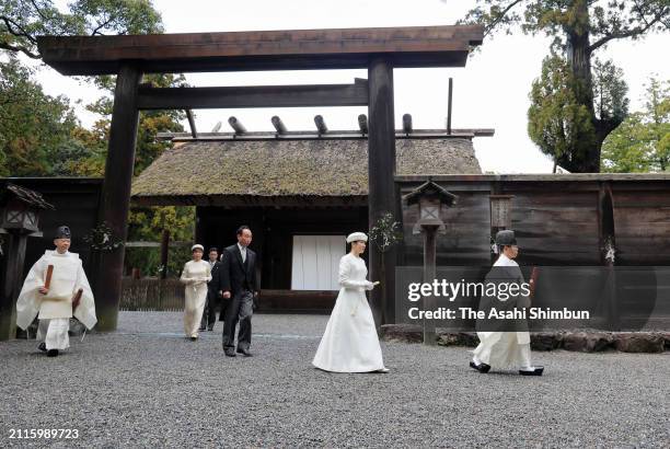 Princess Aiko visits Geku, outer shrine of Ise Shrine on March 26, 2024 in Ise, Mie, Japan.