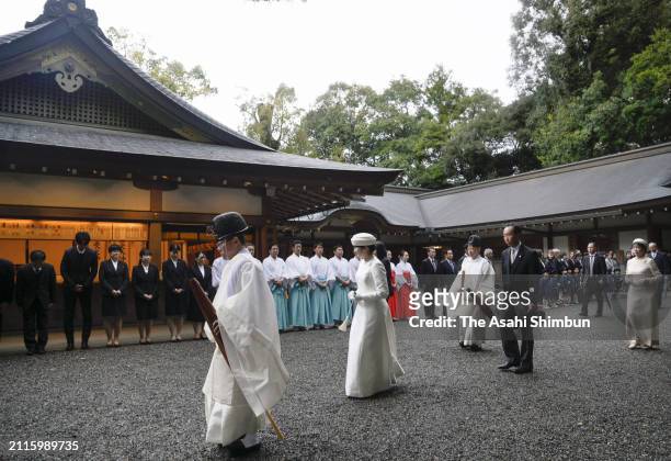 Princess Aiko visits Geku, outer shrine of Ise Shrine on March 26, 2024 in Ise, Mie, Japan.