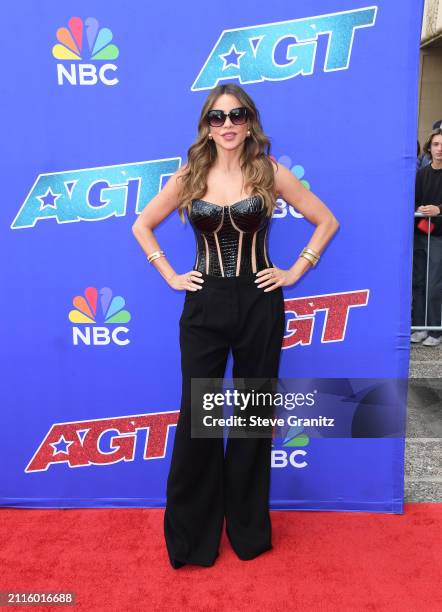 Sofía Vergara arrives at the "America's Got Talent" Season 19 Red Carpet at Pasadena Civic Auditorium on March 26, 2024 in Pasadena, California.