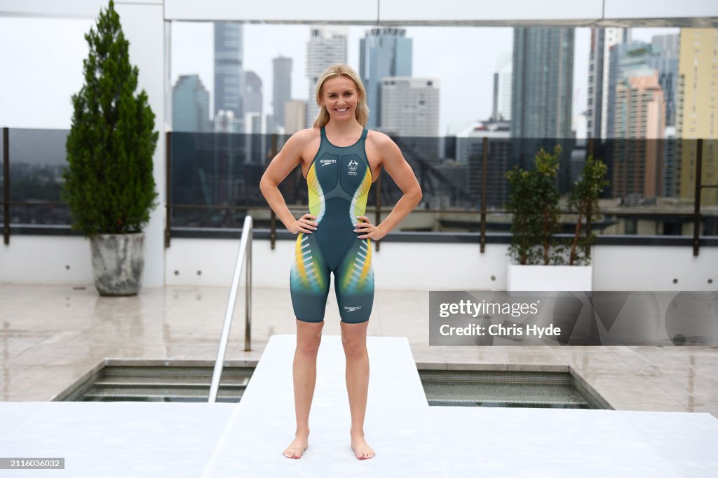 Aussie Rugby Speedos Ariarne Titmus poses during the Australian 2024 Paris Olympic Games ...