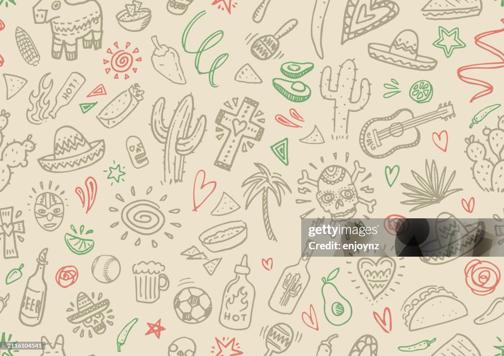 Seamless Latin America themed doodles