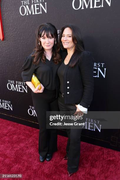 Jill Schoelen and Judie Aronson attend The First Omen - Premiere at Regency Village Theatre on March 26, 2024 in Los Angeles, California.