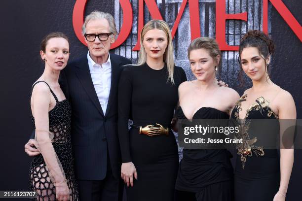 Ishtar Currie-Wilson, Bill Nighy, Nell Tiger Free, Arkasha Stevenson and María Caballero attend The First Omen - Premiere at Regency Village Theatre...