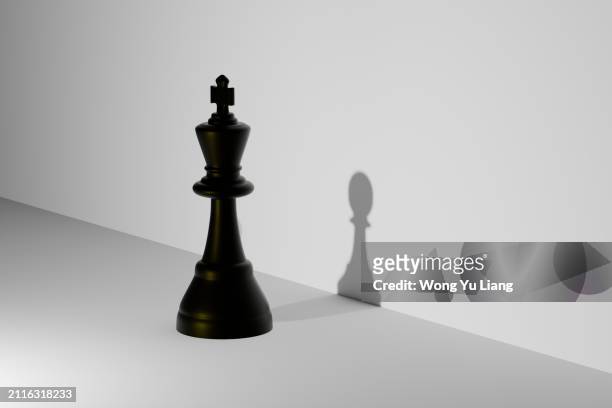chess king with pawn shadow - chess icon stock pictures, royalty-free photos & images