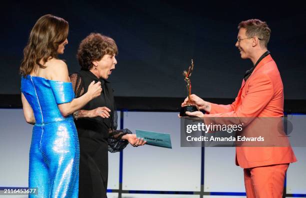 Actress Andrea Savage, podcaster Carole Fisher and actor Misha Brown attend The Ambies: The Podcast Academy's Fourth Annual Awards For Excellence In...