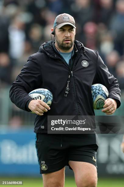 Richard Blaze, the Bath assistant coach, looks on during the Gallagher Premiership Rugby match between Bath Rugby and Sale Sharks at the Recreation...