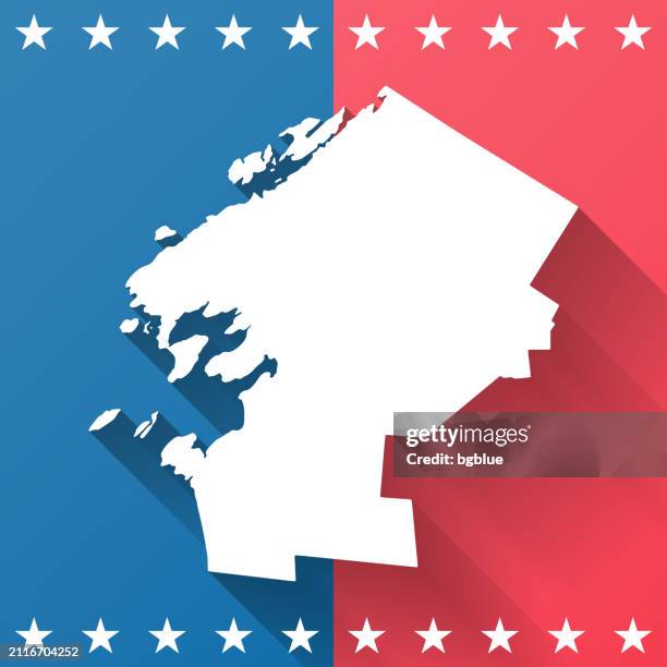 jefferson county, new york. map on blue and red background - watertown new york stock illustrations