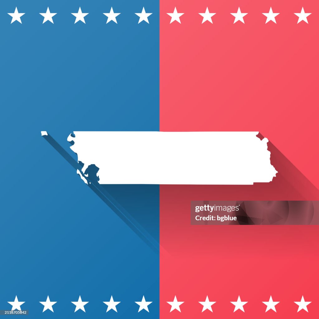 Whatcom County, Washington. Map on blue and red background