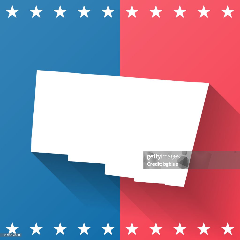 Clark County, Ohio. Map on blue and red background