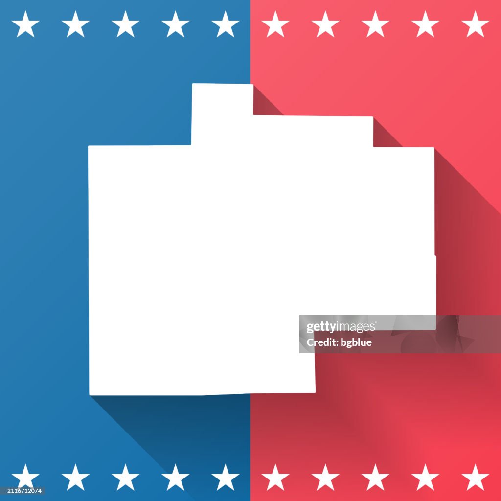 Saginaw County, Michigan. Map on blue and red background