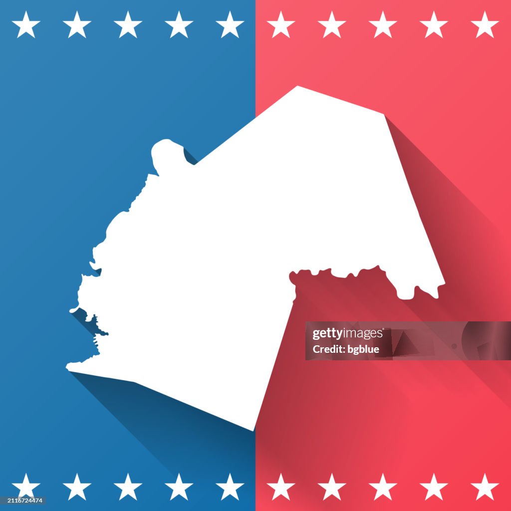 Butler County, Kentucky. Map on blue and red background