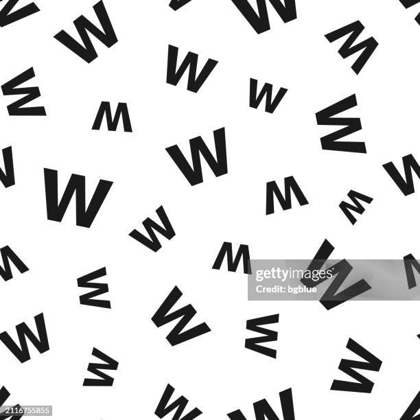 letter w. seamless pattern. icons on white background - w stock illustrations