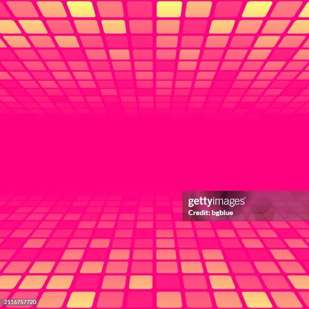 illustrazioni stock, clip art, cartoni animati e icone di tendenza di mosaico con quadrati e sfumatura arancione - sfondo 3d alla moda - ballo-da-discoteca