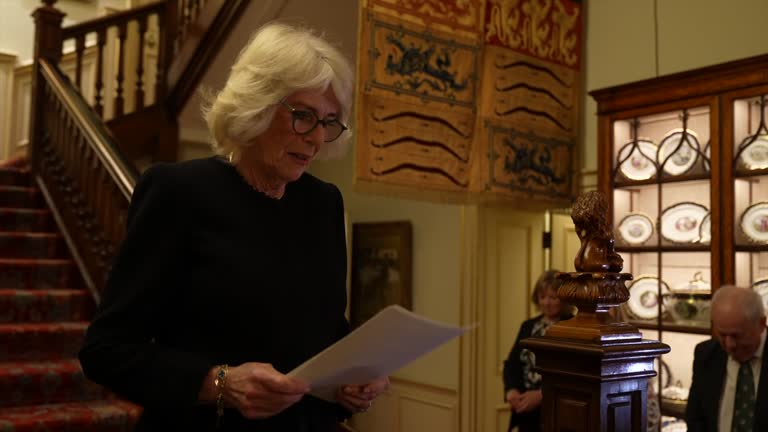 GBR: Queen Camilla Hosts Reception For The Queen's Reading Room Study