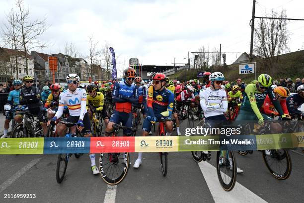 Oier Lazkano of Spain and Movistar Team, Michael Matthews of Australia and Team Jayco AlUla, Jasper Stuyven of Belgium and Team Lidl - Trek, Gleb...