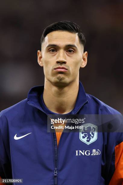 Tijjani Reijnders of Netherlands stands prior to the International Friendly match between Germany and Netherlands at Deutsche Bank Park on March 26,...