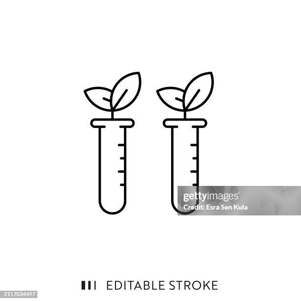 ilustraciones, imágenes clip art, dibujos animados e iconos de stock de diseño de icono de línea bioquímica con trazo editable. adecuado para infografías, páginas web, aplicaciones móviles, ui, ux y diseño de gui. - alimento genéticamente modificado