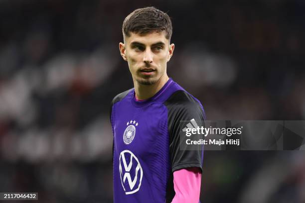 Kai Havertz of Germany looks on prior to the International Friendly match between Germany and Netherlands at Deutsche Bank Park on March 26, 2024 in...