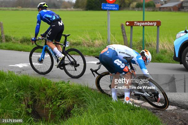 Amund Grondahl Jansen of Norway and Team Jayco AlUla with mechanical problems during the 78th Dwars Door Vlaanderen 2024 - Men's Elite a 188.6km one...