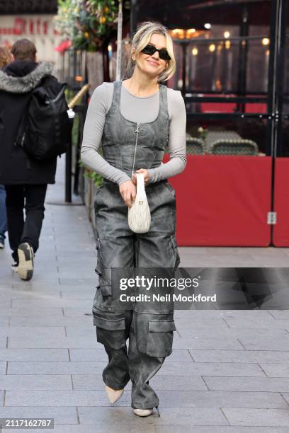 Ashley Roberts leaving Heart Breakfast Radio Studios on March 27, 2024 in London, England.