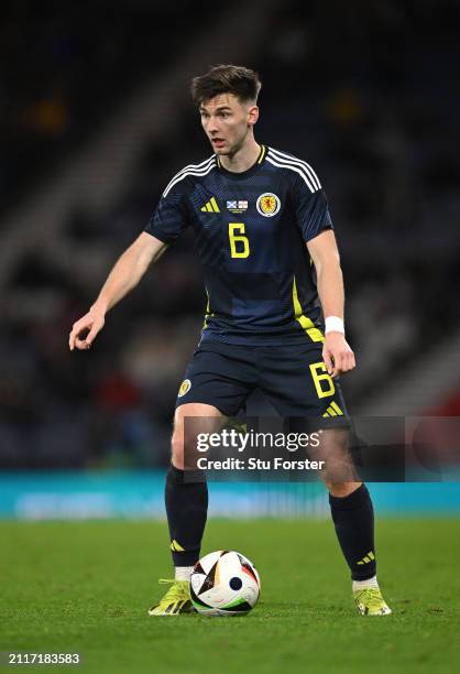 Scotland player Kieran Tierney in action during the international friendly match between Scotland and Northern Ireland at Hampden Park on March 26,...