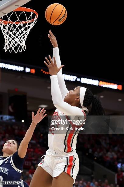 Cotie McMahon of the Ohio State Buckeyes shoots the ball during the NCAA Women's Basketball Tournament First Round game against the Maine Black Bears...