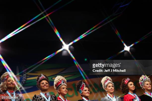 Competitors take part in day four of the World Irish Dance Championships on March 27, 2024 in Glasgow, Scotland. The annual event, the highest level...