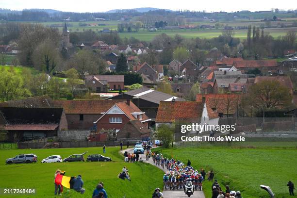 General view of the peloton climbing to the climbing to the Kortekeer during the 78th Dwars Door Vlaanderen 2024 - Men's Elite a 188.6km one day race...