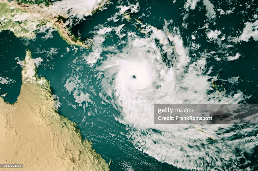 Cyclone Jasper 2023 Cloud Map Australia 3D Render Color