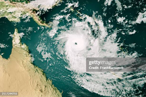 cyclone jasper 2023 cloud map australia 3d render color - cyclone stock pictures, royalty-free photos & images