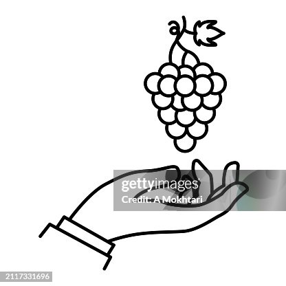Hand icon with grape. Hand icon with grape.