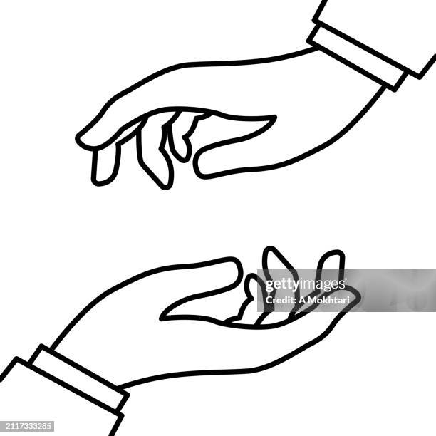 2 hands icon. - two hands stock illustrations