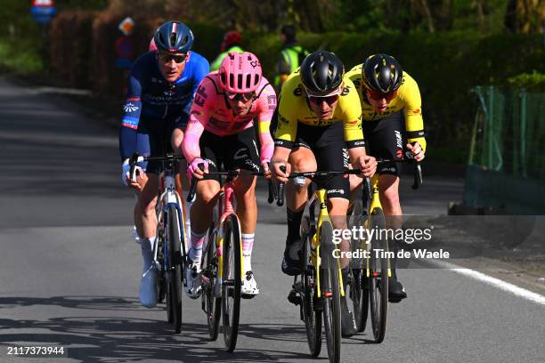 Stefan Kung of Switzerland and Team Groupama - FDJ, Alberto Bettiol of Italy and Team EF Education - EasyPost, Tiesj Benoot of Belgium and Matteo...