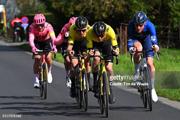 Alberto Bettiol of Italy and Team EF Education - EasyPost, Tiesj Benoot of Belgium, Matteo Jorgenson of The United States and Team Visma | Lease a...