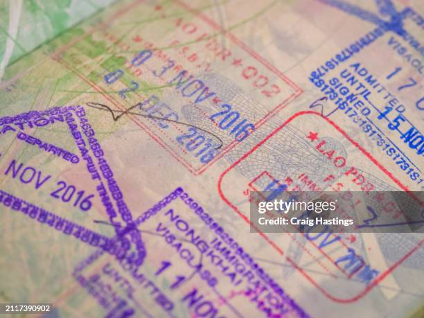 passport stamp - international border visa ink stamp for entry into the country - emigration and immigration stock pictures, royalty-free photos & images