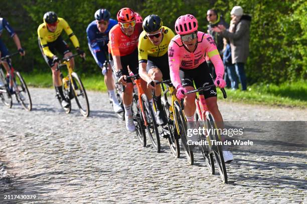 Joshua Tarling of The United Kingdom and Team INEOS Grenadiers, Tiesj Benoot of Belgium and Team Visma | Lease a Bike and Michael Valgren of Denmark...