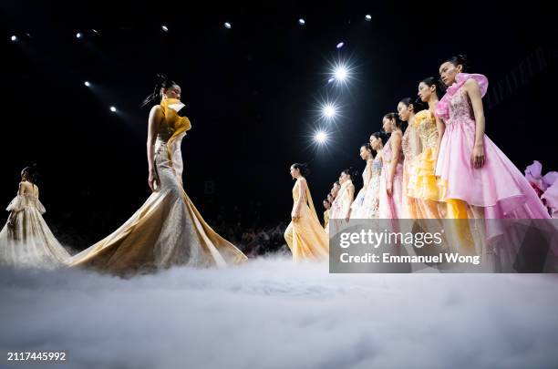 Models walk the runway at the LAFAVEURE show by Sharon Guan at China Fashion Week A/W 2024 on March 27, 2024 in Beijing, China.