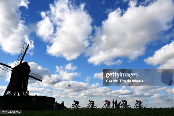 Silhouette of Stefan Kung of Switzerland and Team Groupama - FDJ, Matteo Jorgenson of The United States and Team Visma | Lease a Bike, Alberto...