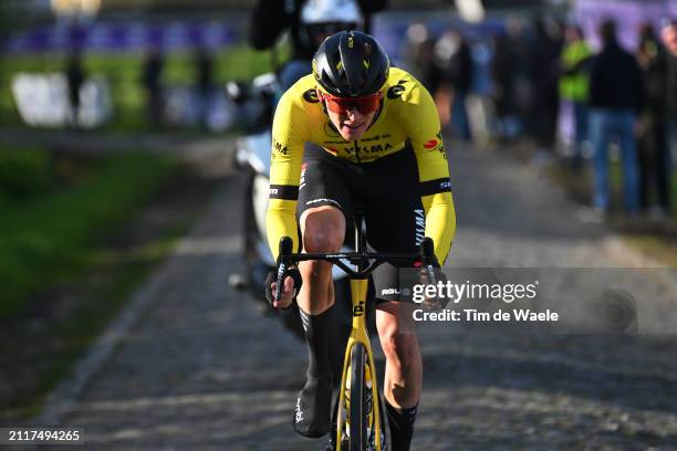Race winner Matteo Jorgenson of The United States and Team Visma | Lease a Bike attacks during the 78th Dwars Door Vlaanderen 2024 - Men's Elite a...
