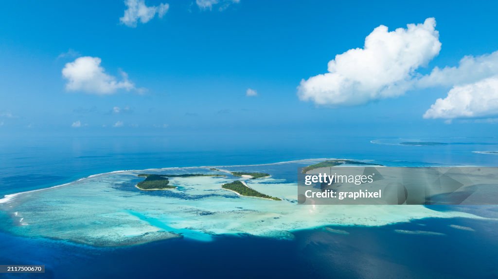 Aerial view of lagoon in Maldives