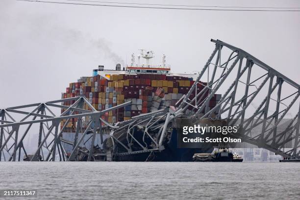 Workers continue to investigate and search for victims after the cargo ship Dali collided with the Francis Scott Key Bridge causing it to collapse...