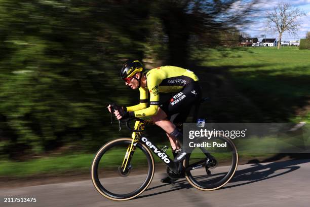Race winner Matteo Jorgenson of The United States and Team Visma | Lease a Bike attacks during the 78th Dwars Door Vlaanderen 2024 - Men's Elite a...
